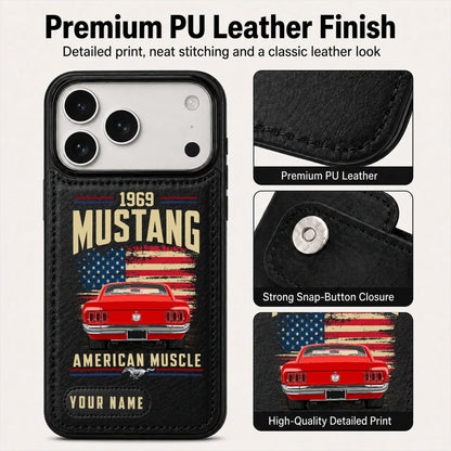 1969 Mustang Personalized Leather Wallet Phone Case