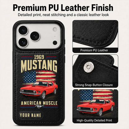 1969 Mustang Personalized Leather Wallet Phone Case