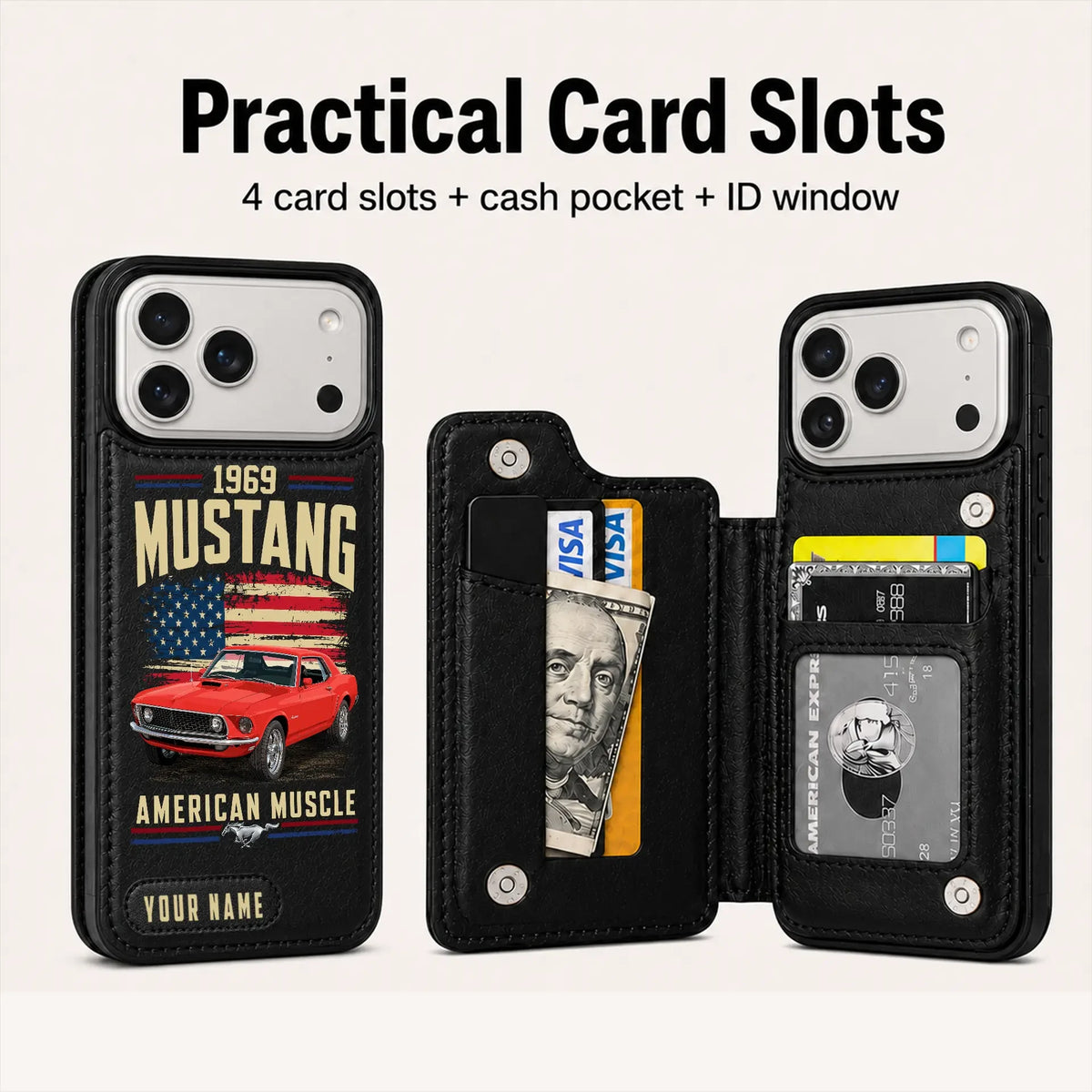 1969 Mustang Personalized Leather Wallet Phone Case