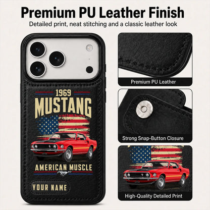 1969 Mustang Personalized Leather Wallet Phone Case