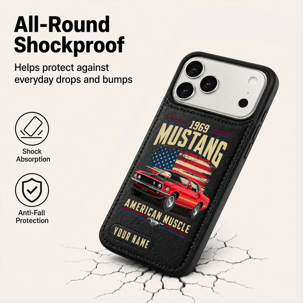 1969 Mustang Personalized Leather Wallet Phone Case