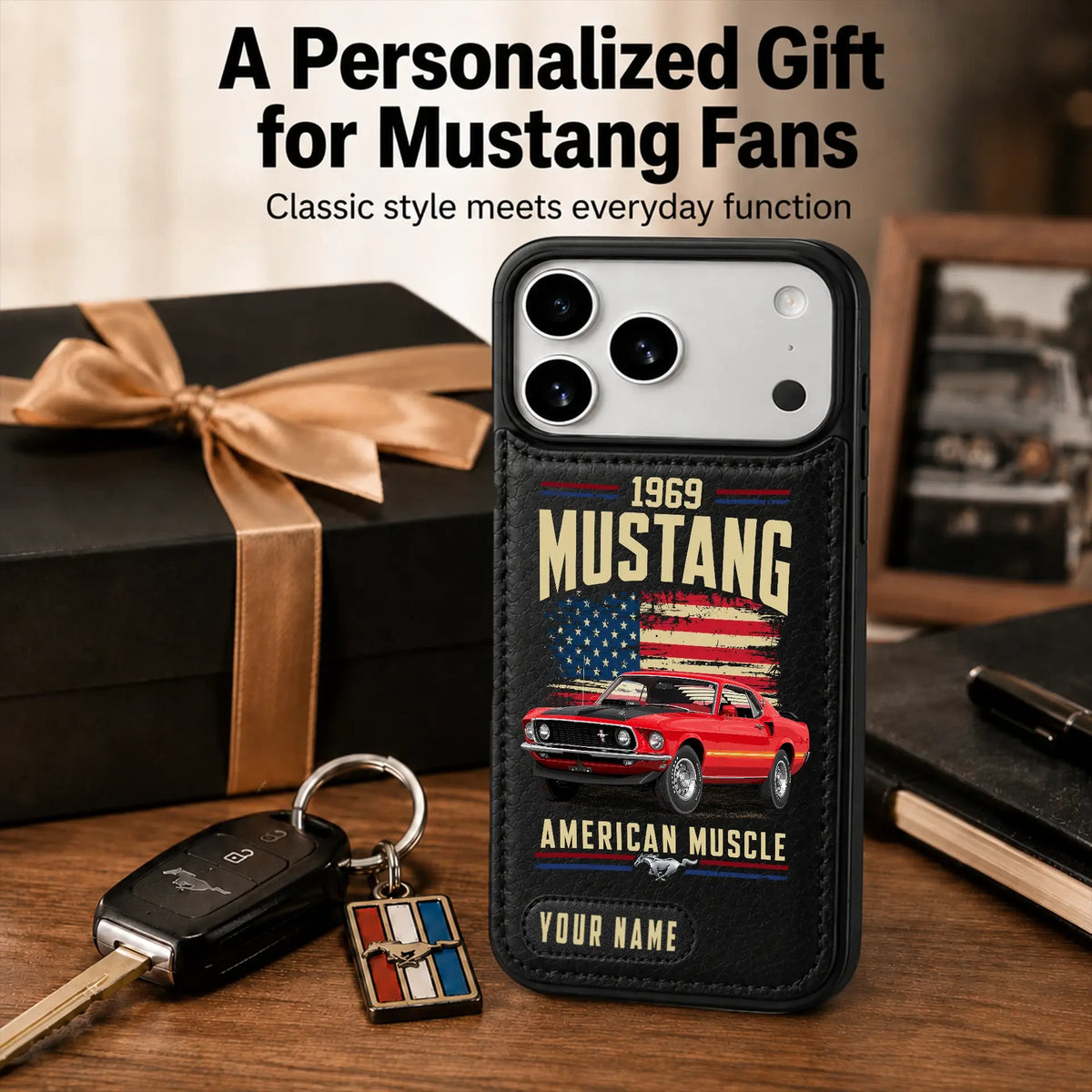 1969 Mustang Personalized Leather Wallet Phone Case