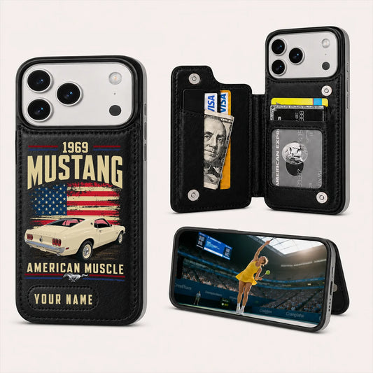 1969 Mustang Personalized Leather Wallet Phone Case