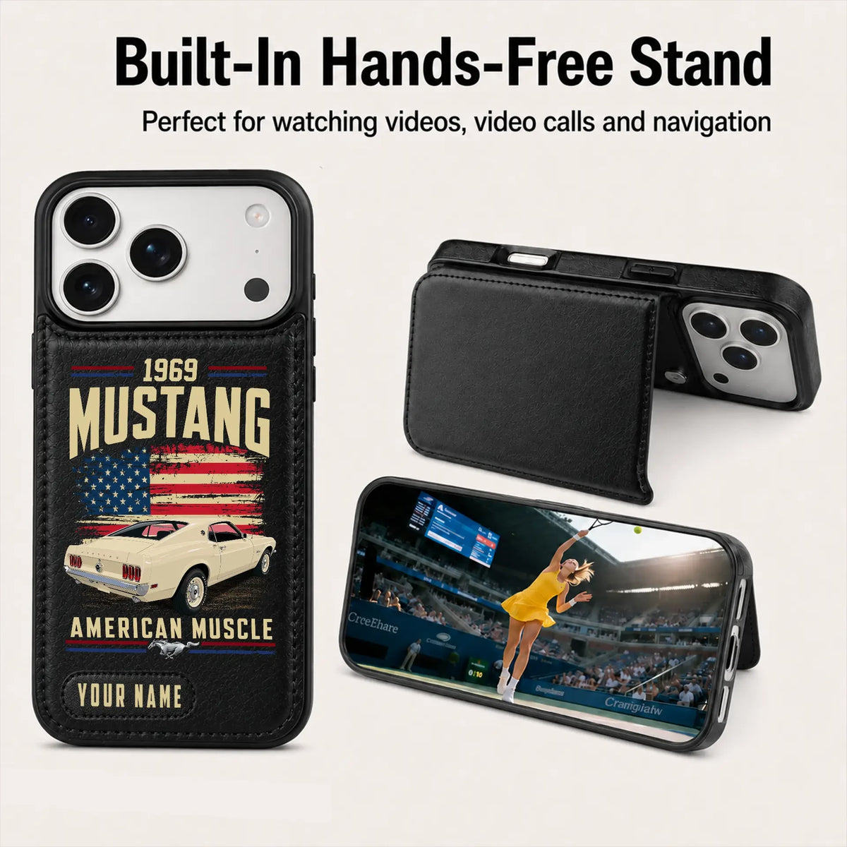 1969 Mustang Personalized Leather Wallet Phone Case