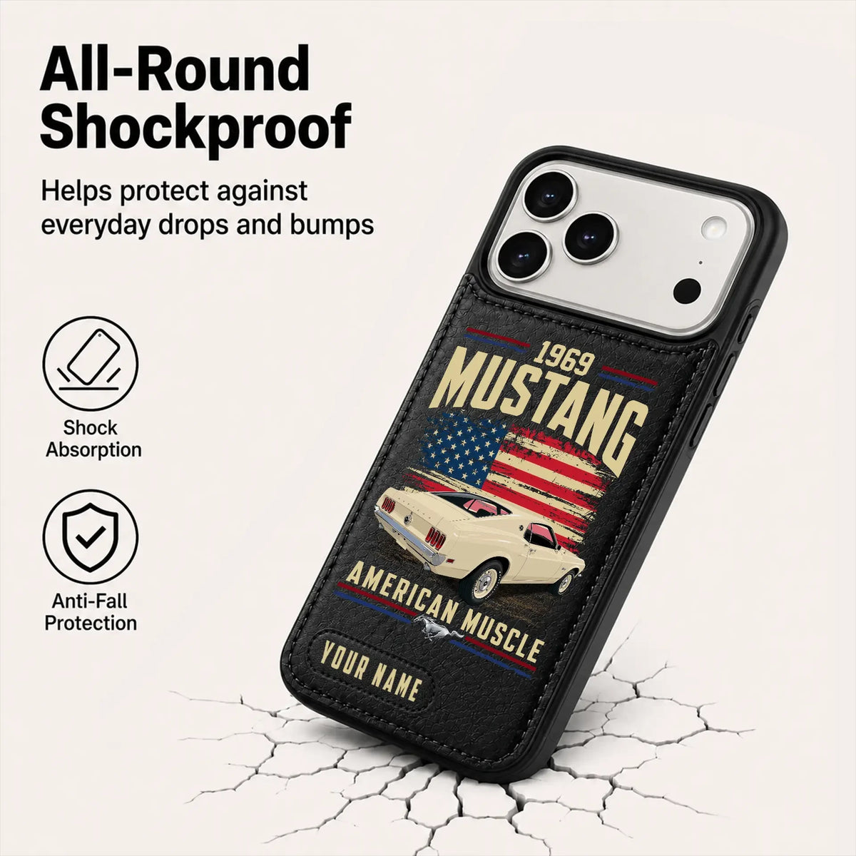 1969 Mustang Personalized Leather Wallet Phone Case