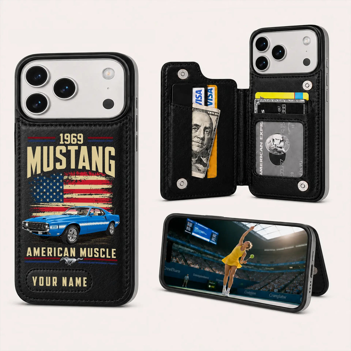1969 Mustang Personalized Leather Wallet Phone Case