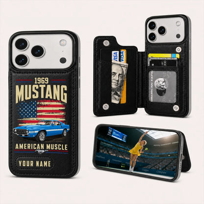 1969 Mustang Personalized Leather Wallet Phone Case
