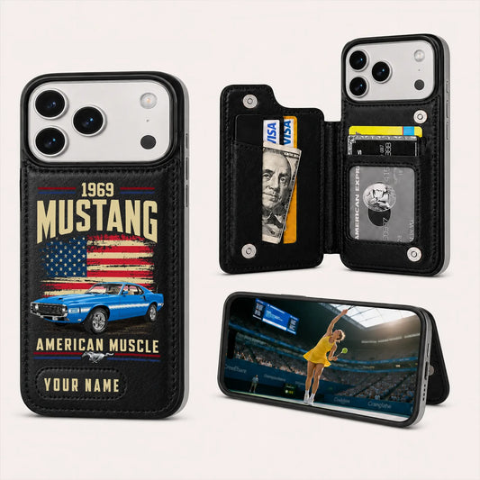 1969 Mustang Personalized Leather Wallet Phone Case