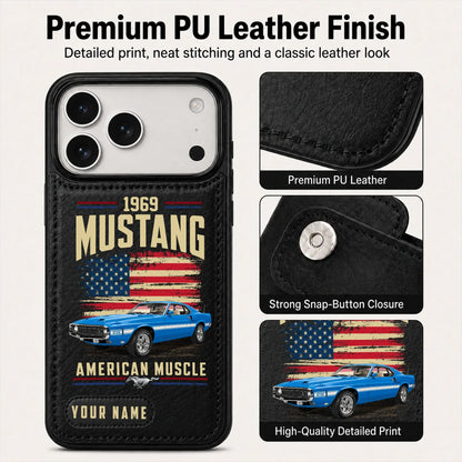 1969 Mustang Personalized Leather Wallet Phone Case