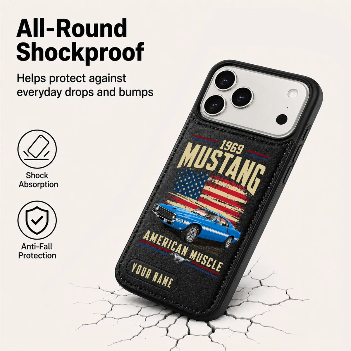 1969 Mustang Personalized Leather Wallet Phone Case