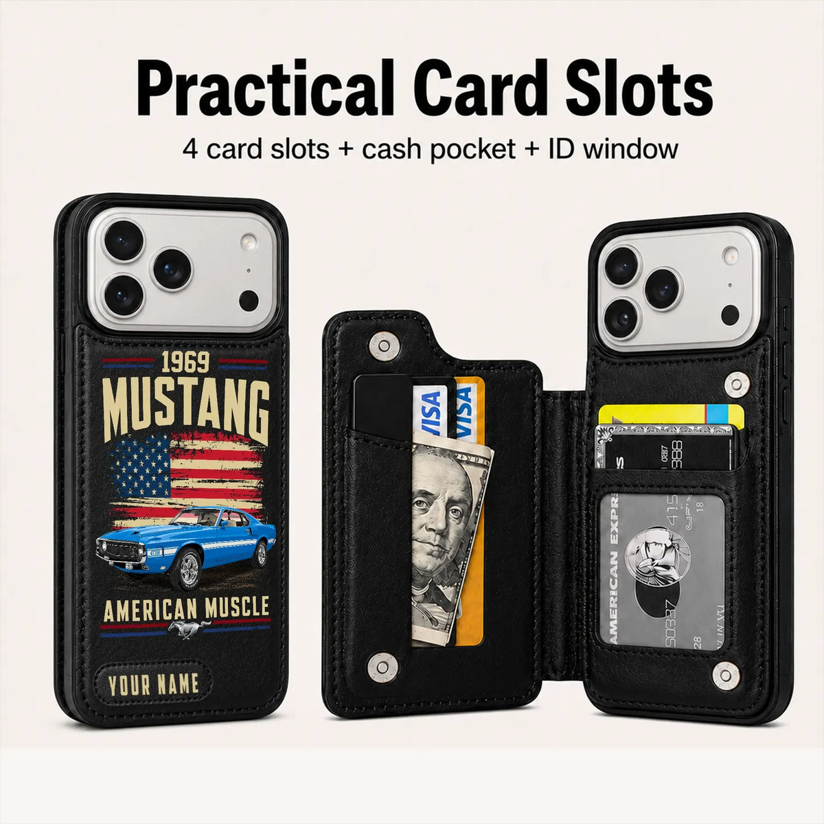 1969 Mustang Personalized Leather Wallet Phone Case
