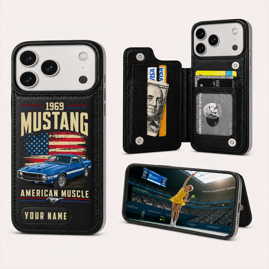 1969 Mustang Personalized Leather Wallet Phone Case