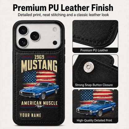 1969 Mustang Personalized Leather Wallet Phone Case