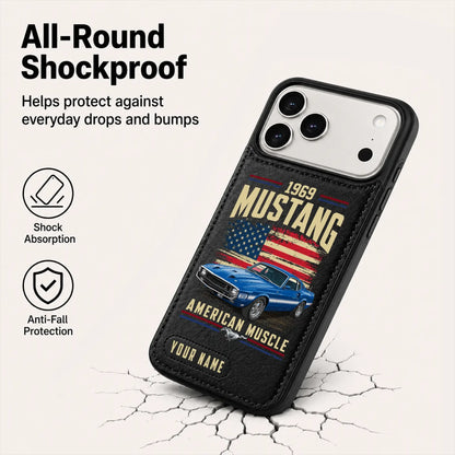 1969 Mustang Personalized Leather Wallet Phone Case