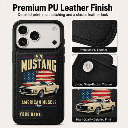 1970 Mustang Personalized Leather Wallet Phone Case