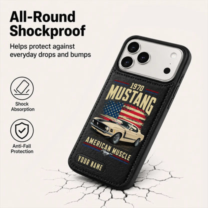 1970 Mustang Personalized Leather Wallet Phone Case