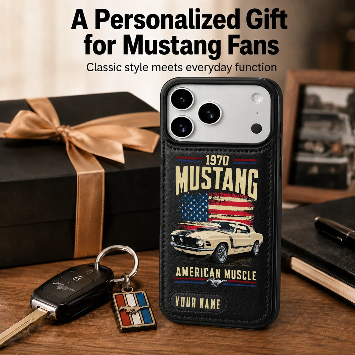 1970 Mustang Personalized Leather Wallet Phone Case