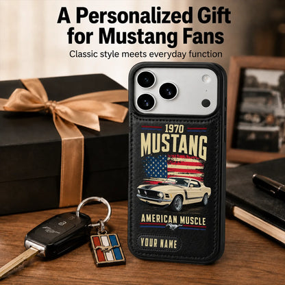 1970 Mustang Personalized Leather Wallet Phone Case