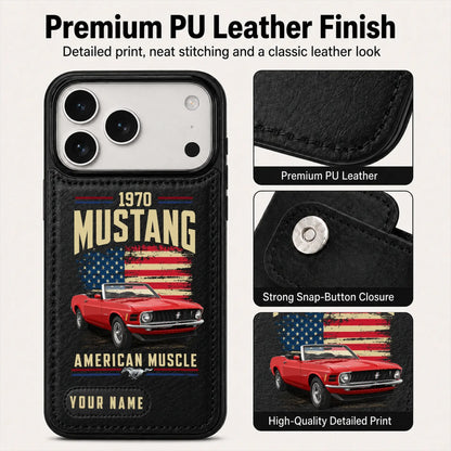 1970 Mustang Personalized Leather Wallet Phone Case
