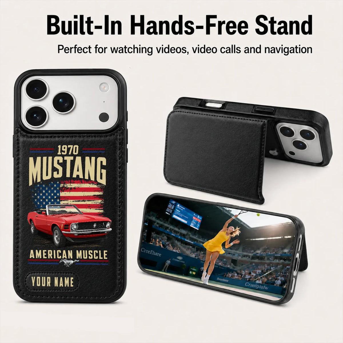 1970 Mustang Personalized Leather Wallet Phone Case