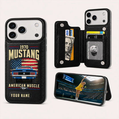 1970 Mustang Personalized Leather Wallet Phone Case