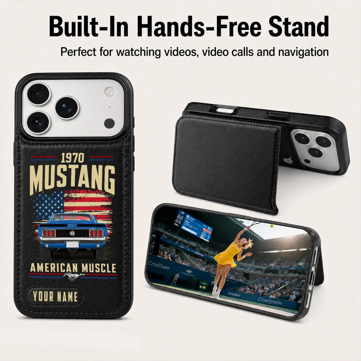 1970 Mustang Personalized Leather Wallet Phone Case