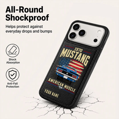 1970 Mustang Personalized Leather Wallet Phone Case