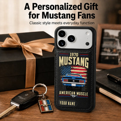 1970 Mustang Personalized Leather Wallet Phone Case