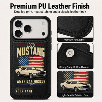 1970 Mustang Personalized Leather Wallet Phone Case