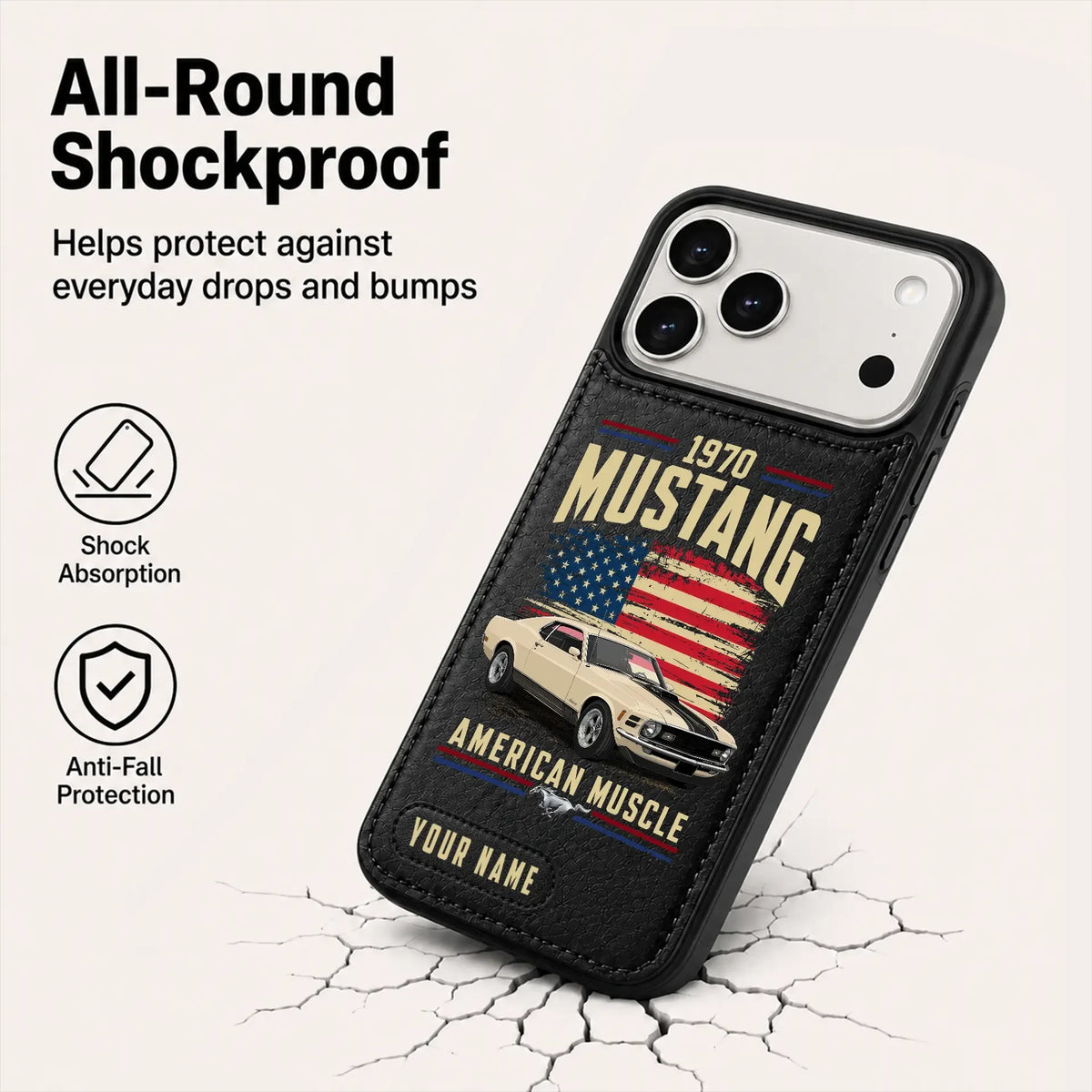 1970 Mustang Personalized Leather Wallet Phone Case