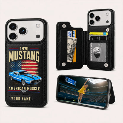 1970 Mustang Personalized Leather Wallet Phone Case