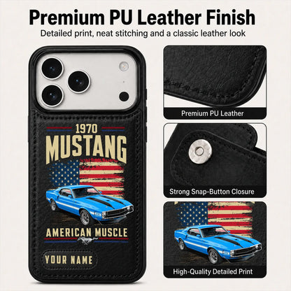 1970 Mustang Personalized Leather Wallet Phone Case