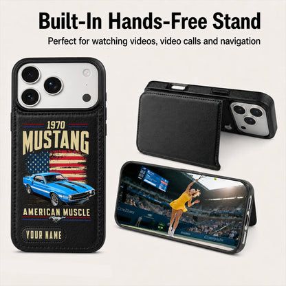 1970 Mustang Personalized Leather Wallet Phone Case