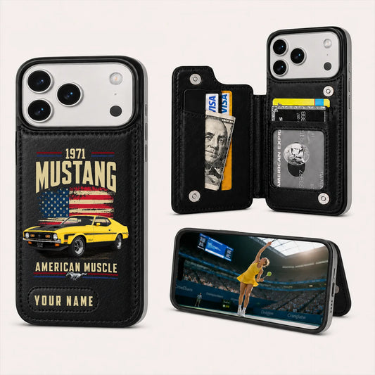 1971 Mustang Personalized Leather Wallet Phone Case