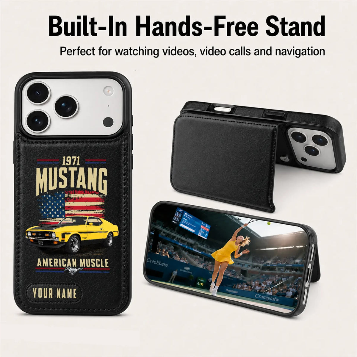 1971 Mustang Personalized Leather Wallet Phone Case