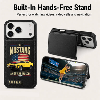 1971 Mustang Personalized Leather Wallet Phone Case
