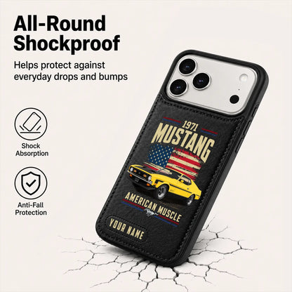 1971 Mustang Personalized Leather Wallet Phone Case
