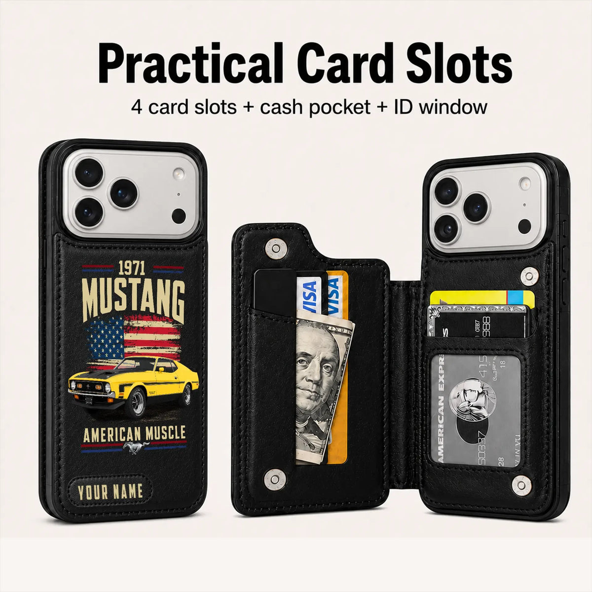 1971 Mustang Personalized Leather Wallet Phone Case