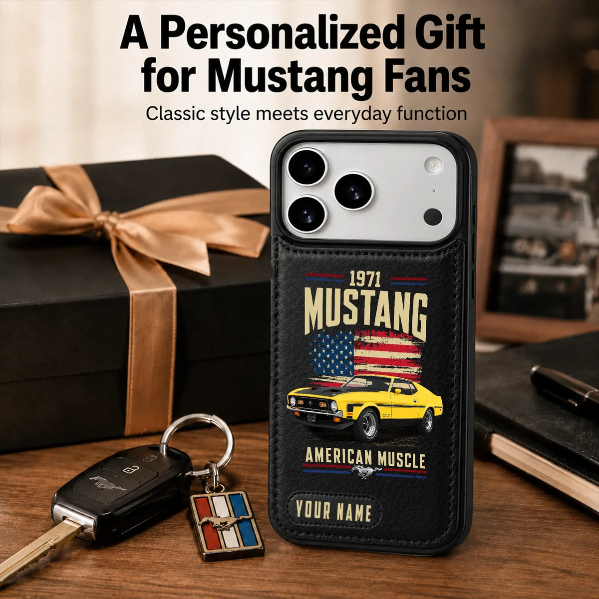 1971 Mustang Personalized Leather Wallet Phone Case