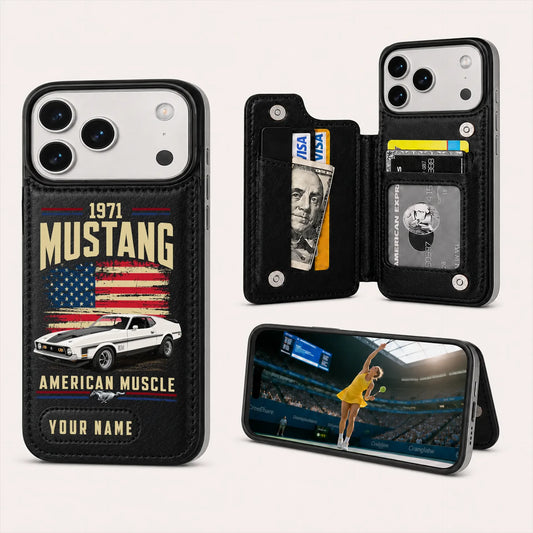 1971 Mustang Personalized Leather Wallet Phone Case