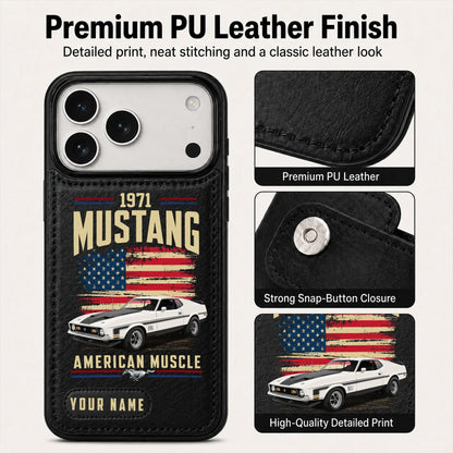 1971 Mustang Personalized Leather Wallet Phone Case