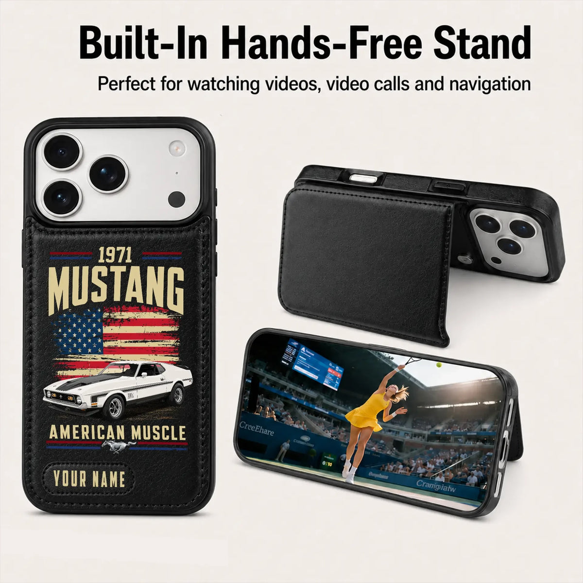1971 Mustang Personalized Leather Wallet Phone Case