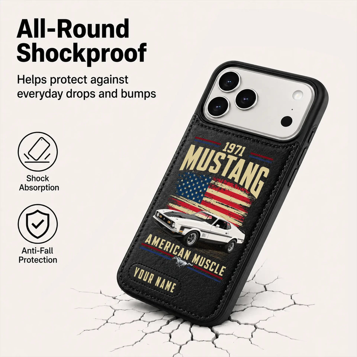 1971 Mustang Personalized Leather Wallet Phone Case