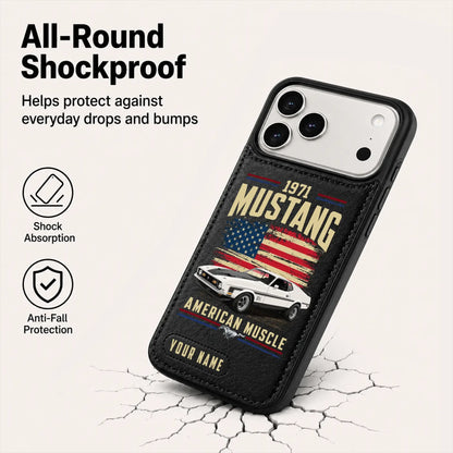 1971 Mustang Personalized Leather Wallet Phone Case