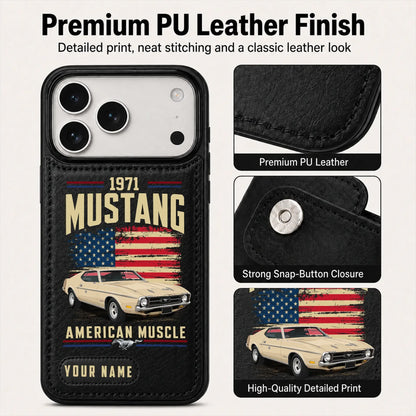 1971 Mustang Personalized Leather Wallet Phone Case