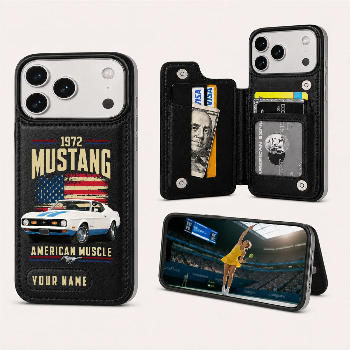1972 Mustang Personalized Leather Wallet Phone Case