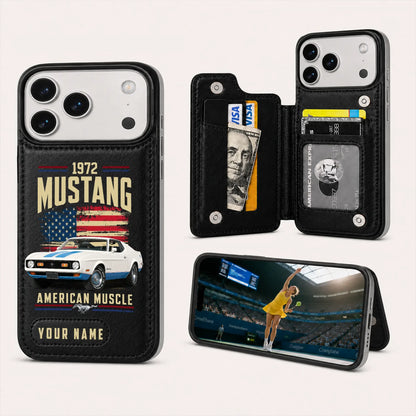 1972 Mustang Personalized Leather Wallet Phone Case