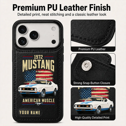 1972 Mustang Personalized Leather Wallet Phone Case
