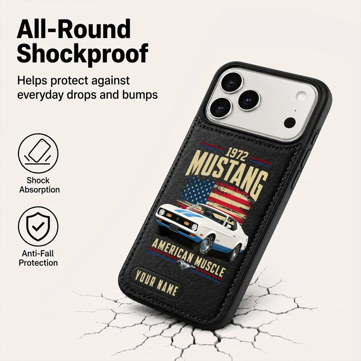 1972 Mustang Personalized Leather Wallet Phone Case
