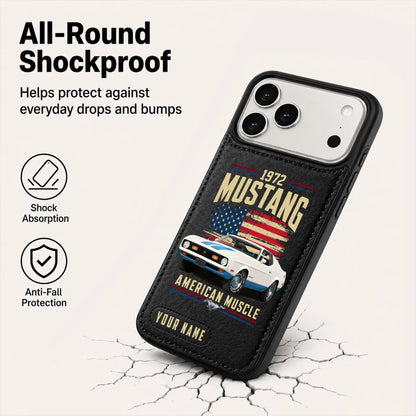 1972 Mustang Personalized Leather Wallet Phone Case